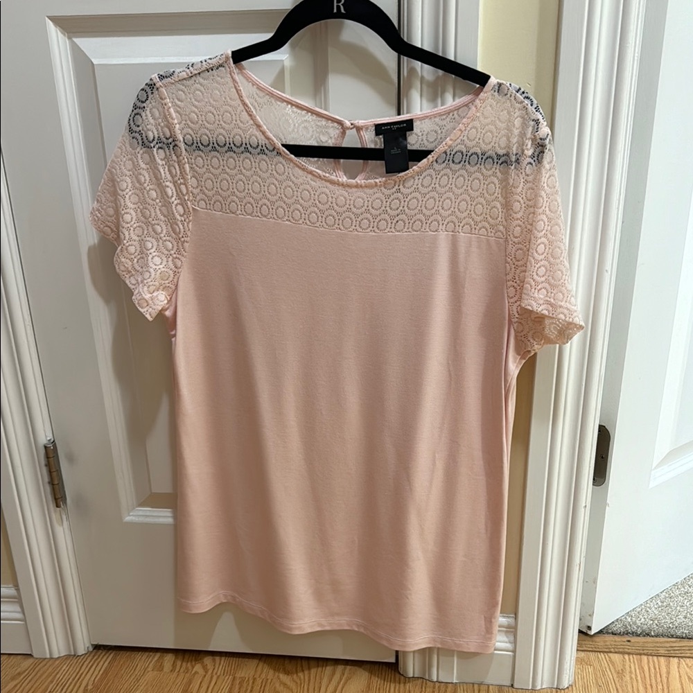 Ann Taylor Pink Lace Detail Women's Top